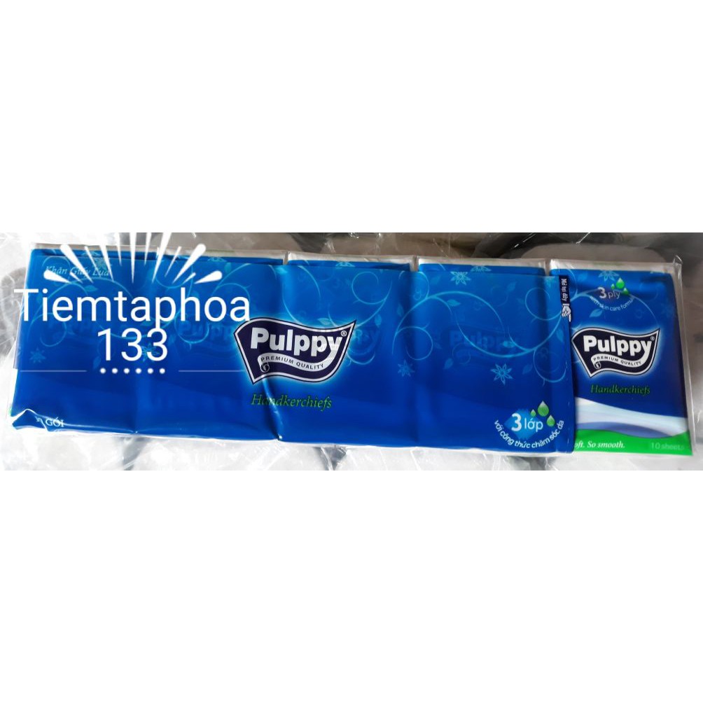 HCM - Lốc 10 gói nhỏ Giấy Pulppy bỏ túi 10 tờ 3 lớp