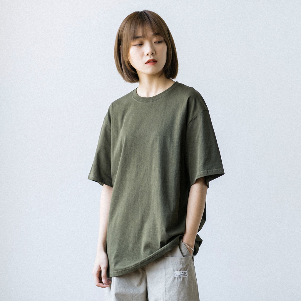 [𝐅𝐑𝐄𝐄𝐒𝐇𝐈𝐏] OLIVE T-SHIRT / ÁO THUN MÀU XANH KÉT / COTTON 100% / NHẬN  SỈ