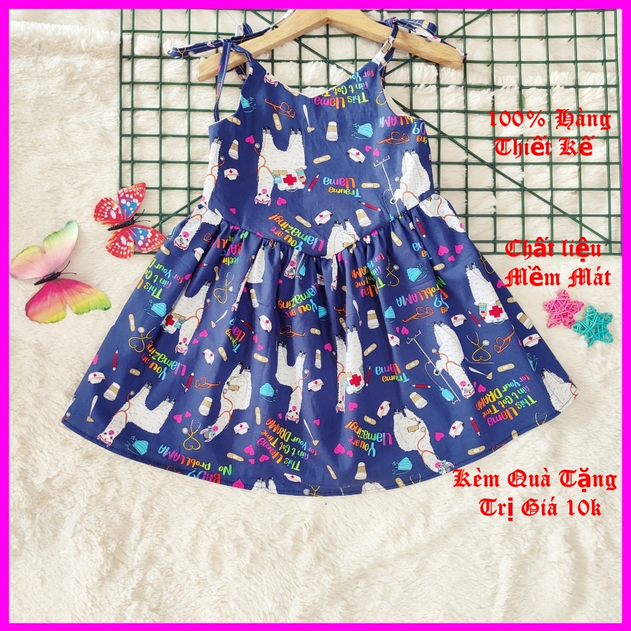 Váy Bé Gái, Đầm Bé Gái 2 Dây Sát Nách Họa Tiết Thú Cưng Cho Bé Từ 10-40kg Thiết Kế Joli Kids + FREE SHIP