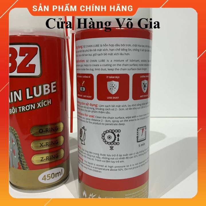 [Mã LIFEAUMAY giảm 10% tối đa 30k đơn 150k] Chai Xịt Dưỡng Sên BZ Chain Lube 450ml