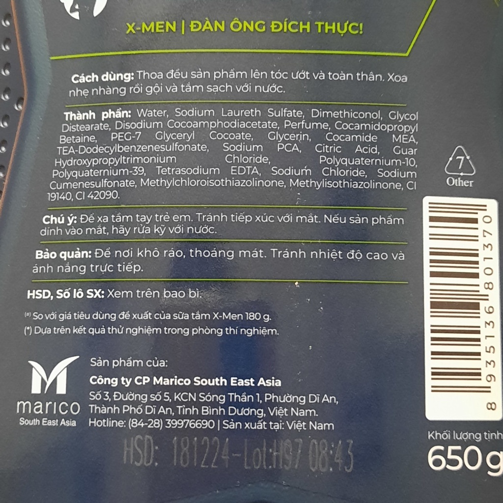 Tắm Gội 2 in 1 Xmen (WOOD/FIRE) 650g - BACH HOA HV