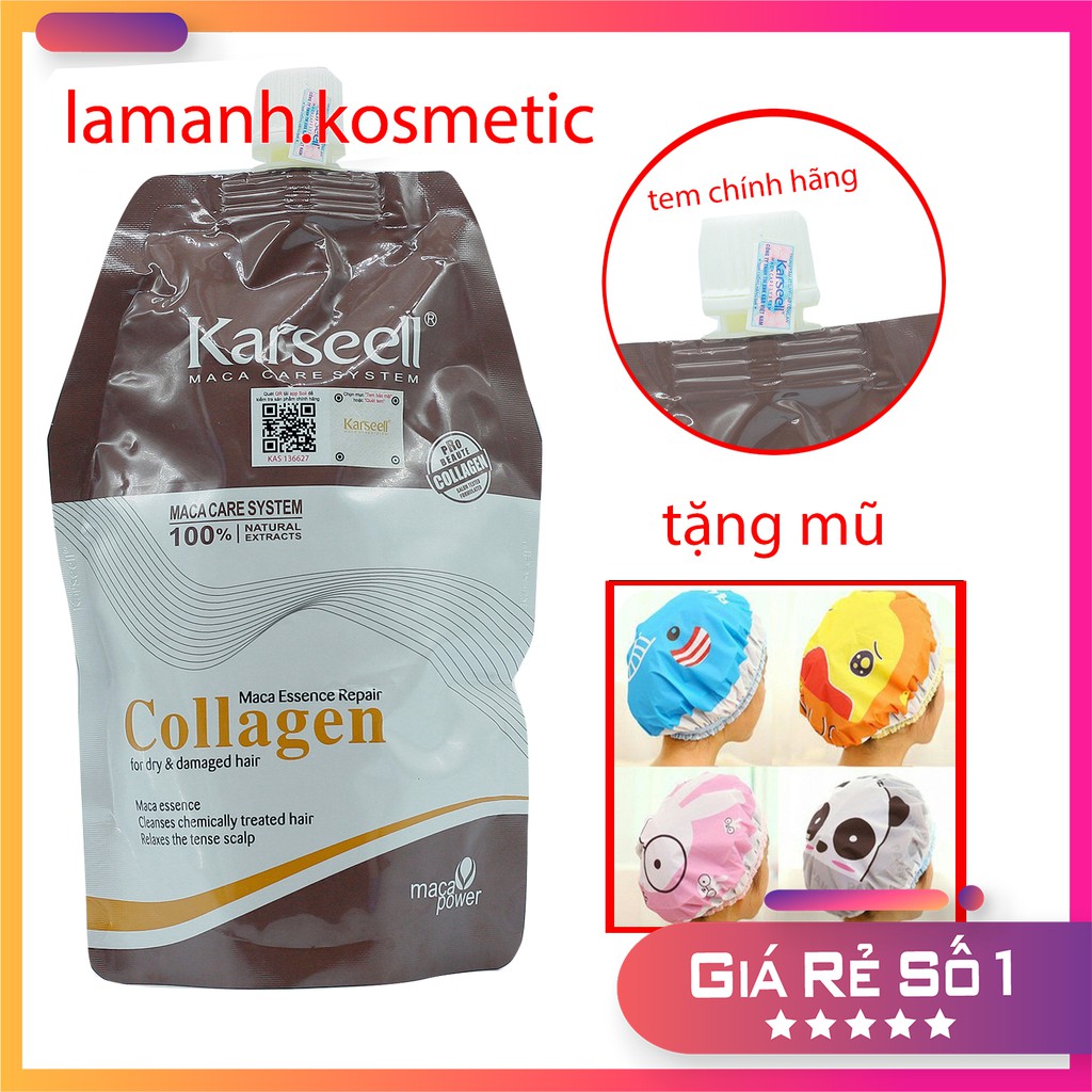 Kem ủ tóc collagen karseell maca phục hồi tóc mềm mượt hương thơm nước hoa quyến rũ, ủ lạnh, nóng, hũ – túi 500ml