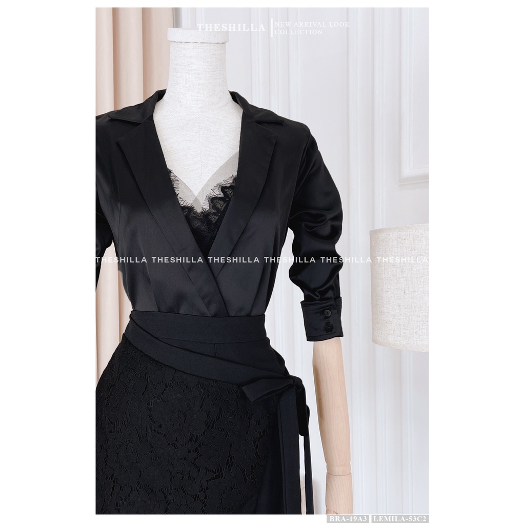 Váy thiết kế cao cấp màu đen set quần vạt đắp chéo áo lụa [ Có video + Ảnh thật ] The Shilla - Lemila-53C2