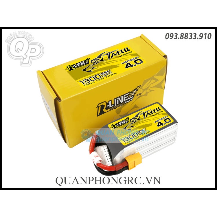 Pin Tattu R-Line V4 1300mAh 6S 130C 22.2V LiPo Battery XT60