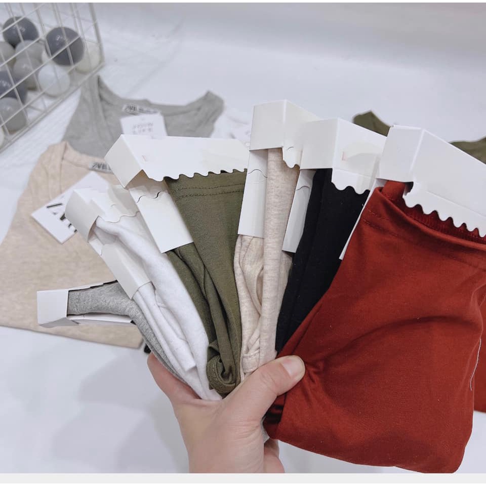 Áo thun nữ phông trơn cổ tim ZR xuất dư chất cotton mềm mịn thoáng mát bảng màu basic