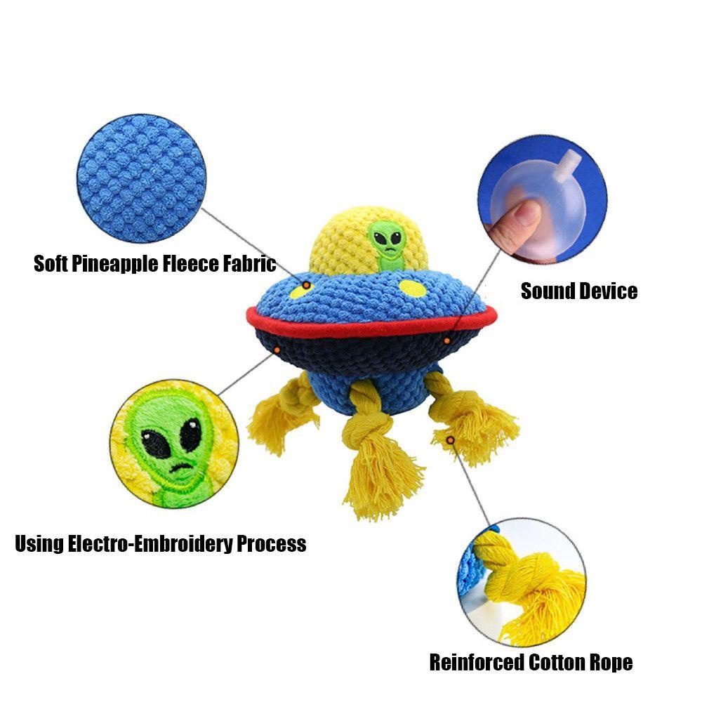 Gogoup Đồ Chơi Nhồi Bông Hình UFO Cỡ Nhỏ Vừa Lớn Làm Sạch Răng Có Âm Thanh Cho Cún Cưng