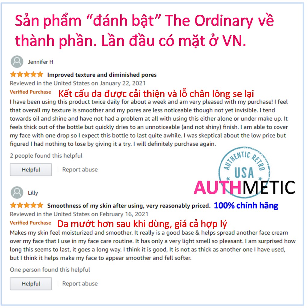 Tinh chất 12% Niacinamide 2% Zinc 1% Hyaluronic Acid - bill Mỹ