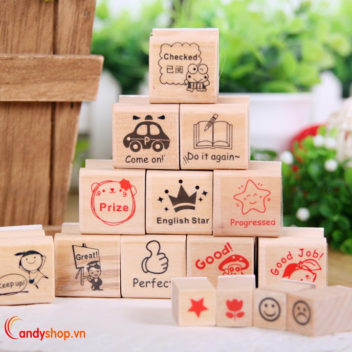 [HCM] Bộ con dấu Lời phê Dạy Tiếng Anh (English Teaching Remarks Stamp Set) - BCD8