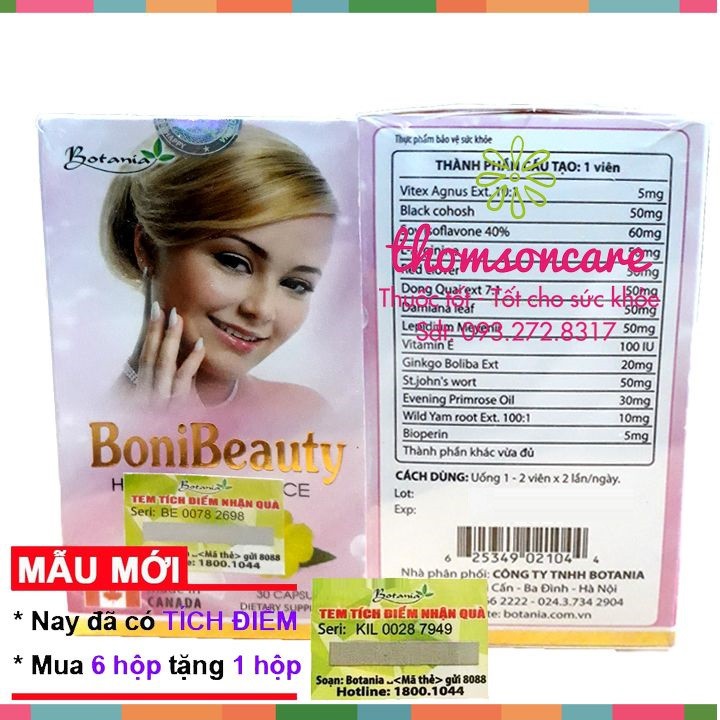 Boni Beauty hộp 30 viên - bổ sung nội tiết tố nữ -  Mua 6 tặng 1 bằng tem tích điểm Bonibeauty