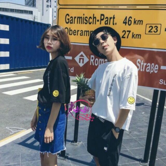 Áo tay lỡ thêu mặt cười SN063 TLI185 | BigBuy360 - bigbuy360.vn