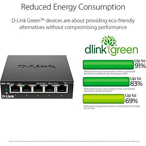 D-Link Gigabit Vỏ thép Bộ chia mạng Switch 5 cổng RJ45 Tăng tốc máy chủ - Thiết bị chuyển mạch D-LINK DGS-105