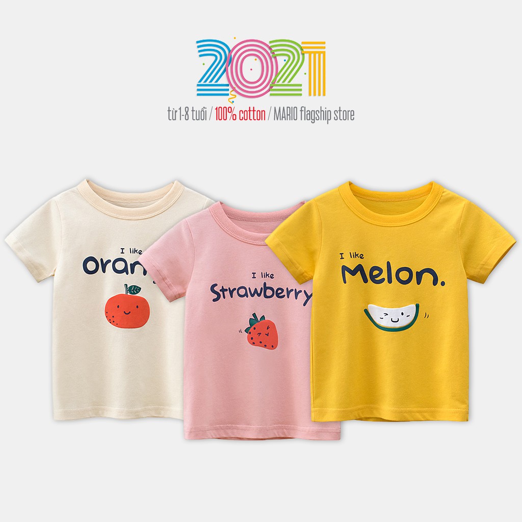 Áo bé gái 27HOME áo cotton cộc tay cho bé in hình hoa quả hàng xuất Âu Mỹ