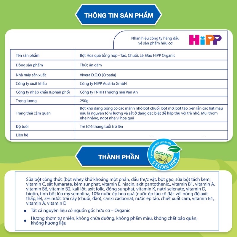 Bột Hipp organic hoa quả tổng hợp