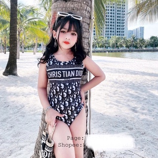 Bikini bé gái 1 mảnh liền thân size đại 20-35kg họa tiết thương hiệu, đồ bơi bé gái liền thân