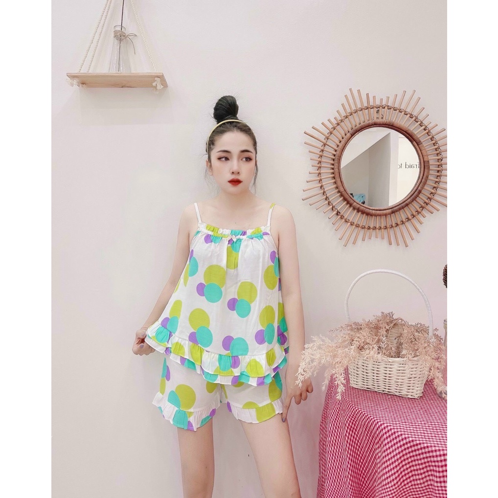 Đồ bộ mặc nhà áo hai dây quần đùi mùa hè