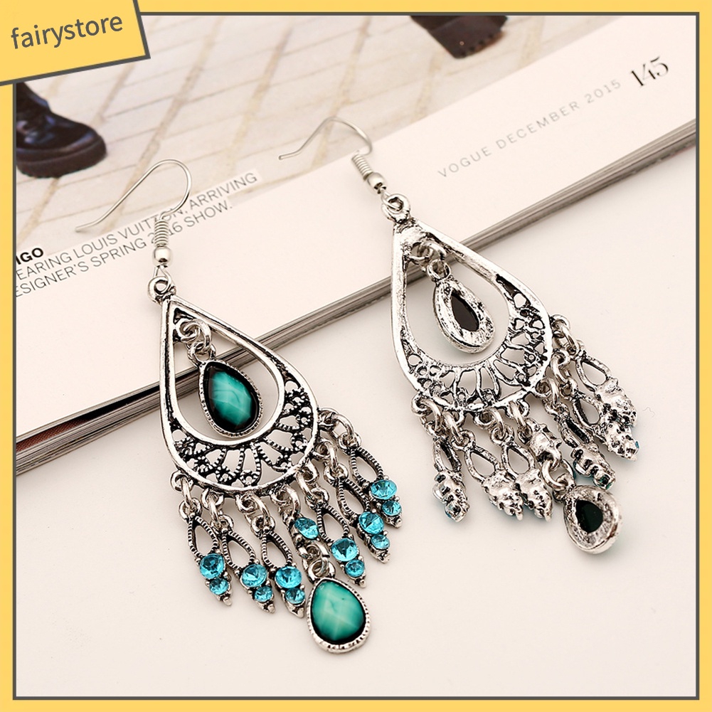 Khuyên Tai Đính Đá Nhân Tạo Phong Cách Boho Thời Trang Cho Nữ