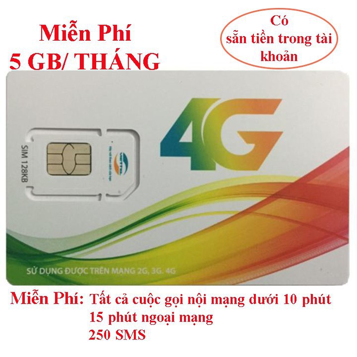 Sim 4G 10 số viettel F90  Miễn phí cuộc gọi + tin nhắn +5GB/tháng