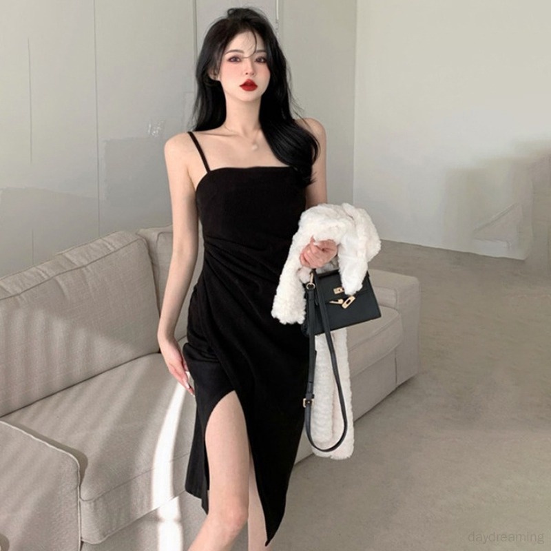 Đầm Hai Dây Ôm Dáng Màu Sắc Trơn Phong Cách Hàn Quốc Thời Trang Cho Nữ