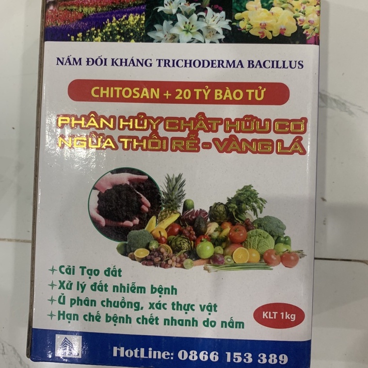 Nấm đối kháng trichodermaa bacillus 1kg- ủ phân chuồng, tưới cây, đối kháng nấm bệnh ngừa thối rễ vàng lá