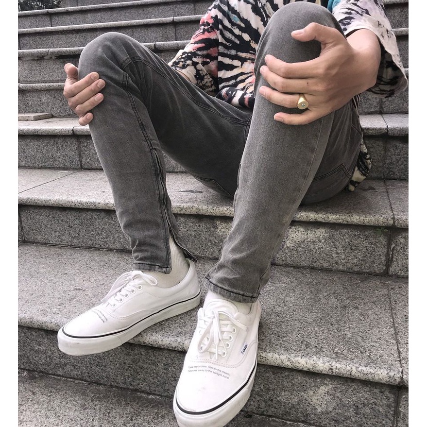 Quần jean nam, quần bò nam cao cấp màu xám có zip và ko zip, kiểu trơn, chất jean co giãn thoải mái.