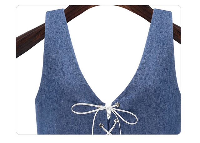 Đầm yếm jean big size dáng xoè đan dây ngực size ngoại cỡ 80-110kg