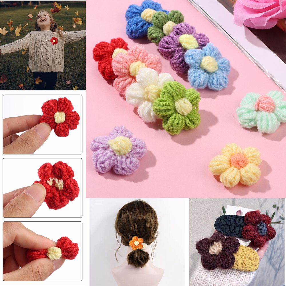 Set 5 bông hoa bằng polyester ren tua rua thêu họa tiết 3D dùng trang trí quần áo hút nước