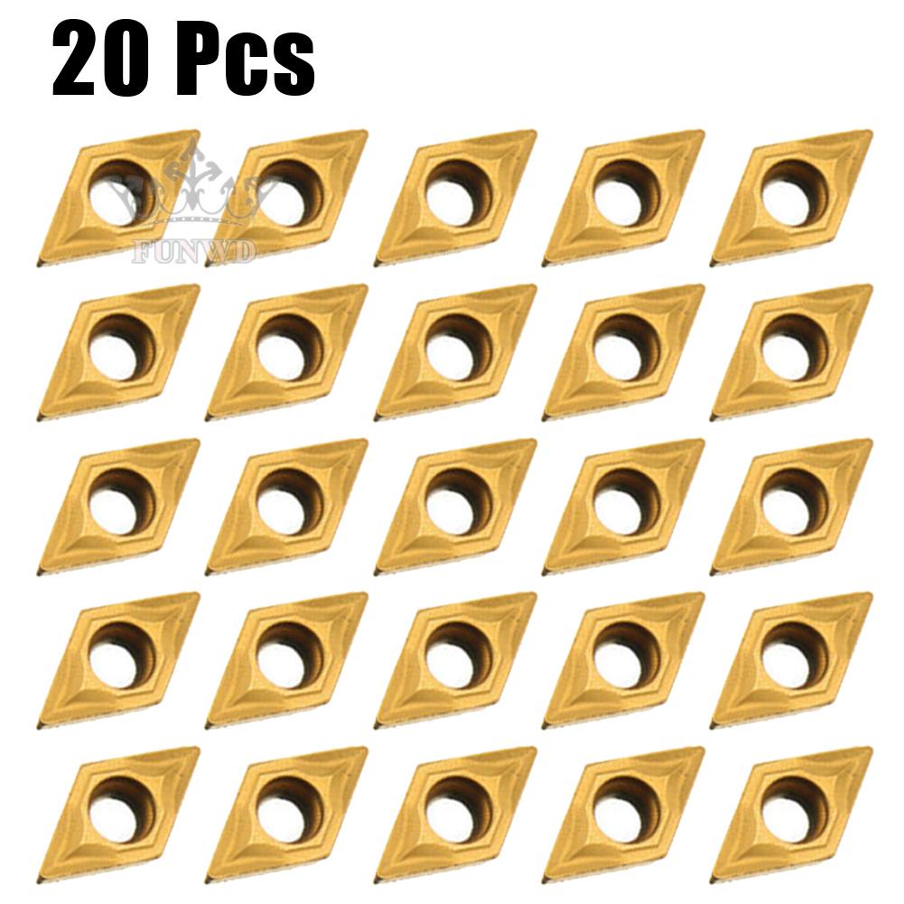 【FUNWD】20Pcs DCMT070204 YBC251 Carbide Inserts For Lathe Turning Tool Holder Boring Bar
