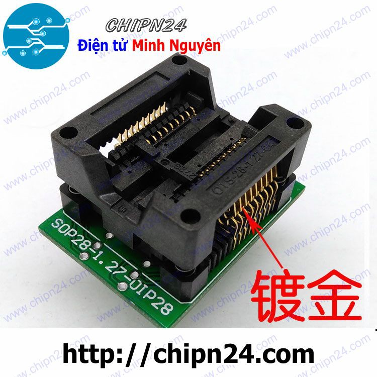 [1 CÁI] (DT3) Đế nạp IC dán SOP18 - 1.27mm (Đế Chuyển IC Chân Dán qua Chân Cắm, Socket Adapter Converter IC)