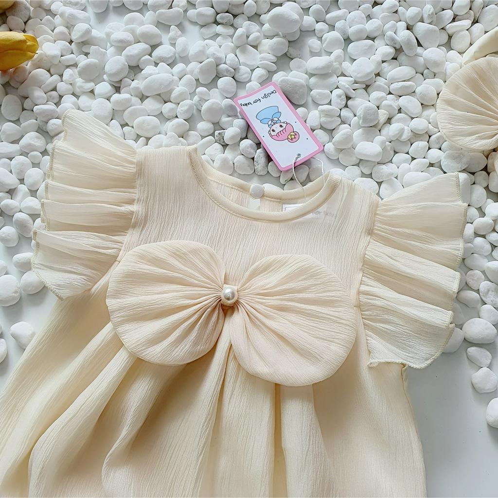 Set Body Bé Gái Kèm Giầy Và Turban VY DESIGN. Set Đầy Tháng Cho Bé Thiết Kế Cao Cấp, Đầm Bé Gái, Giầy Công Chúa