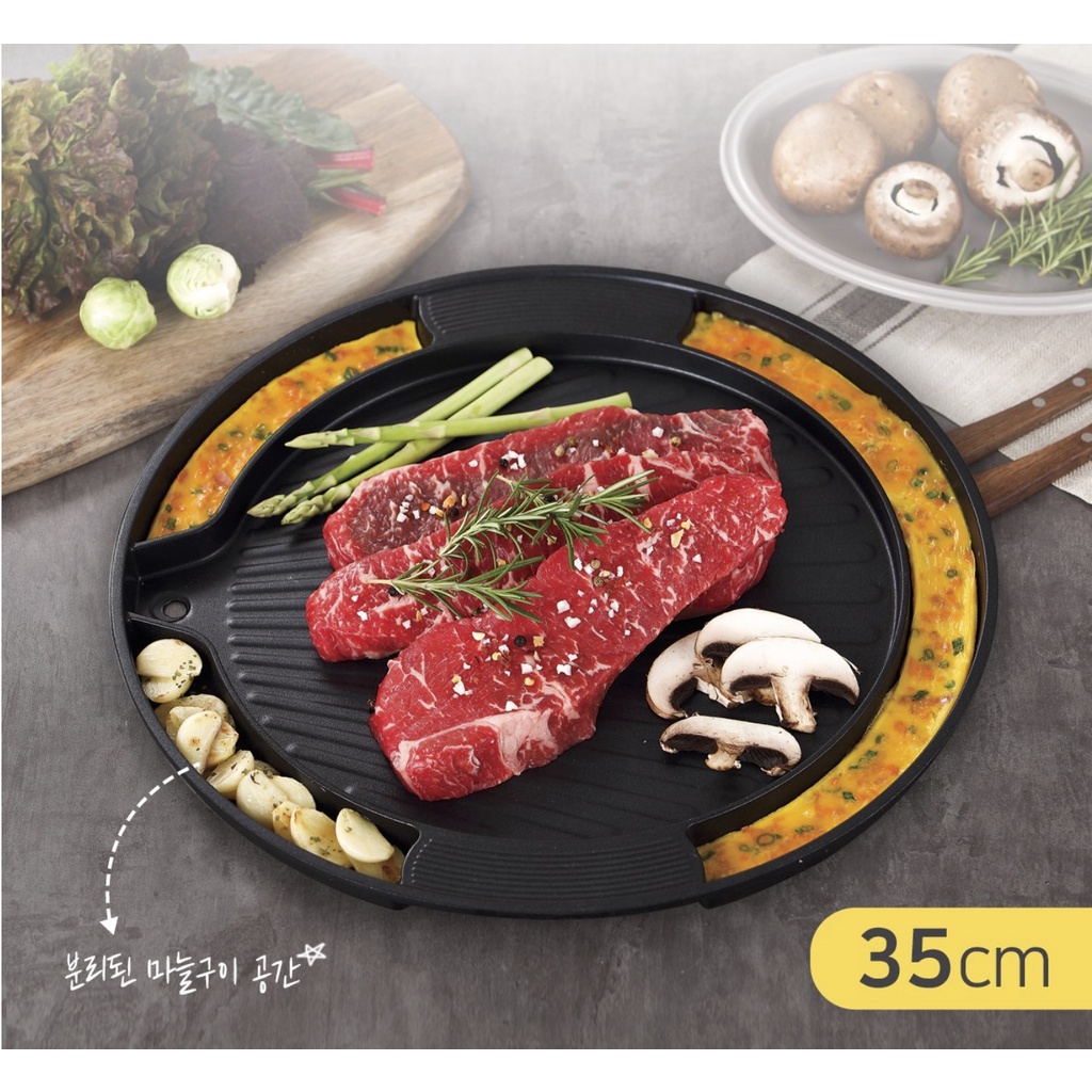 [Hàng chính hãng] Chảo Nướng Bếp Từ Chống Dính Có Rãnh Phô Mai Cookin Kitchen Flower Hàn Quốc