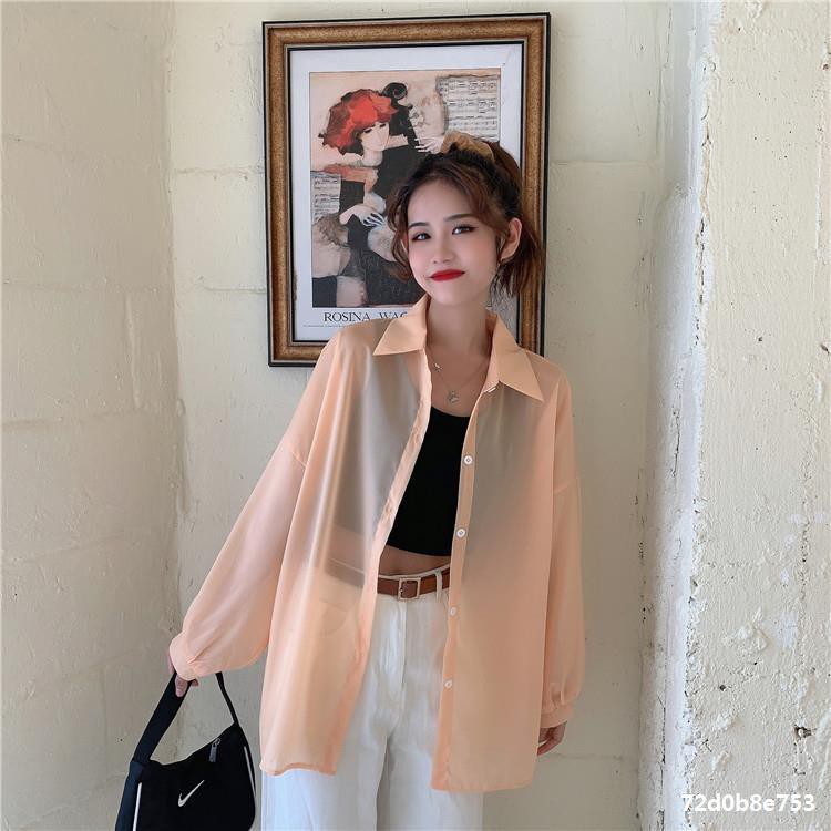 Áo sơ mi nữ form rộng oversize tay dài vải voan nhiều màu phù hợp &lt;=80kg CRA055