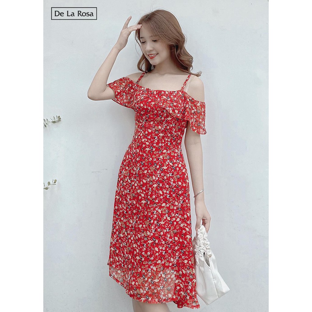 [Mã WABRWA15 giảm 15% đơn 300K] Đầm váy hoa hai dây trễ vai trẻ trung - De La Rosa | BigBuy360 - bigbuy360.vn