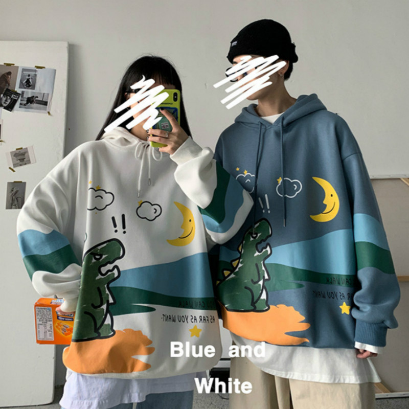 Áo hoodie dài tay in hình khủng long đáng yêu