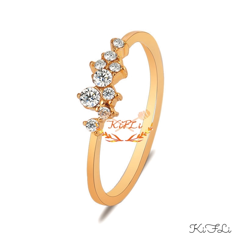 Nhẫn nữ mạ vàng đính đá size 6-10 phong cách Hàn Quốc