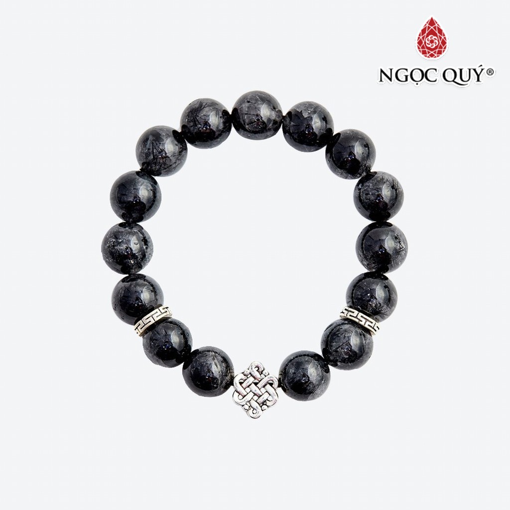 Vòng tay TA tóc đen charm đồng tâm - Ngọc Quý