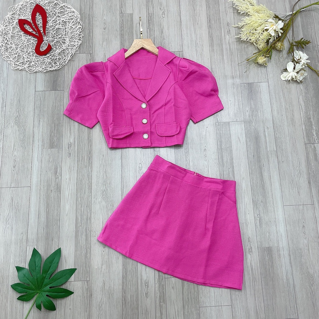 Sét áo cổ vest kèm chân váy A