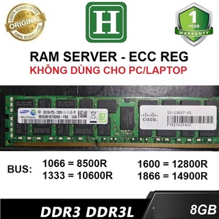Ram Server DDR3 8GB ECC REG bus 1600 /12800R tháo máy chính hãng, bảo hành 1 năm