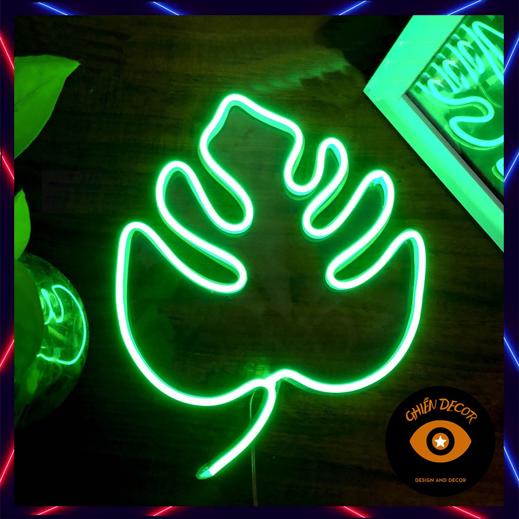 Đèn led Neon trang trí hình Lá | Đèn neon trang trí phòng ngủ, treo tường