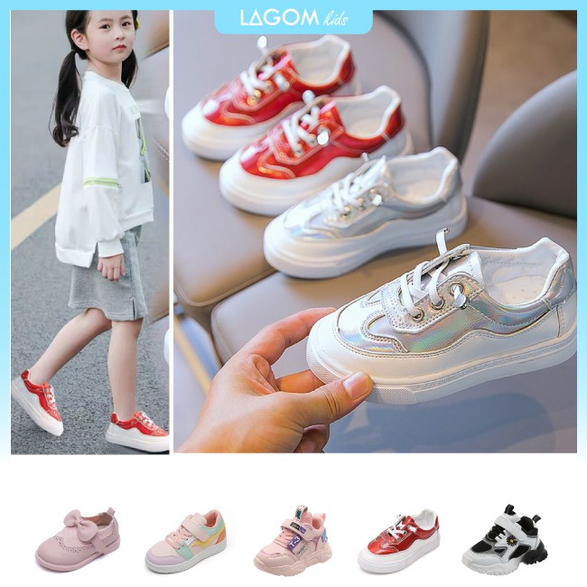 [CAO CẤP] Giày Sneaker Bé Gái | Giày Thể Thao Trẻ Em Gái Da Bóng - Mềm - Êm | 1-3-5 Tuổi  GS008