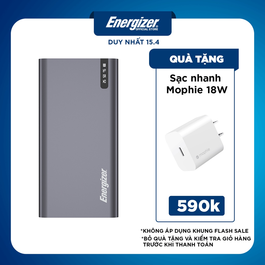 Sạc dự phòng Energizer 10.000mAh UE10047PQ - Tích hợp sạc nhanh đa nền tảng, sạc nhanh 2 chiều USB-C - Hàng chính hãng