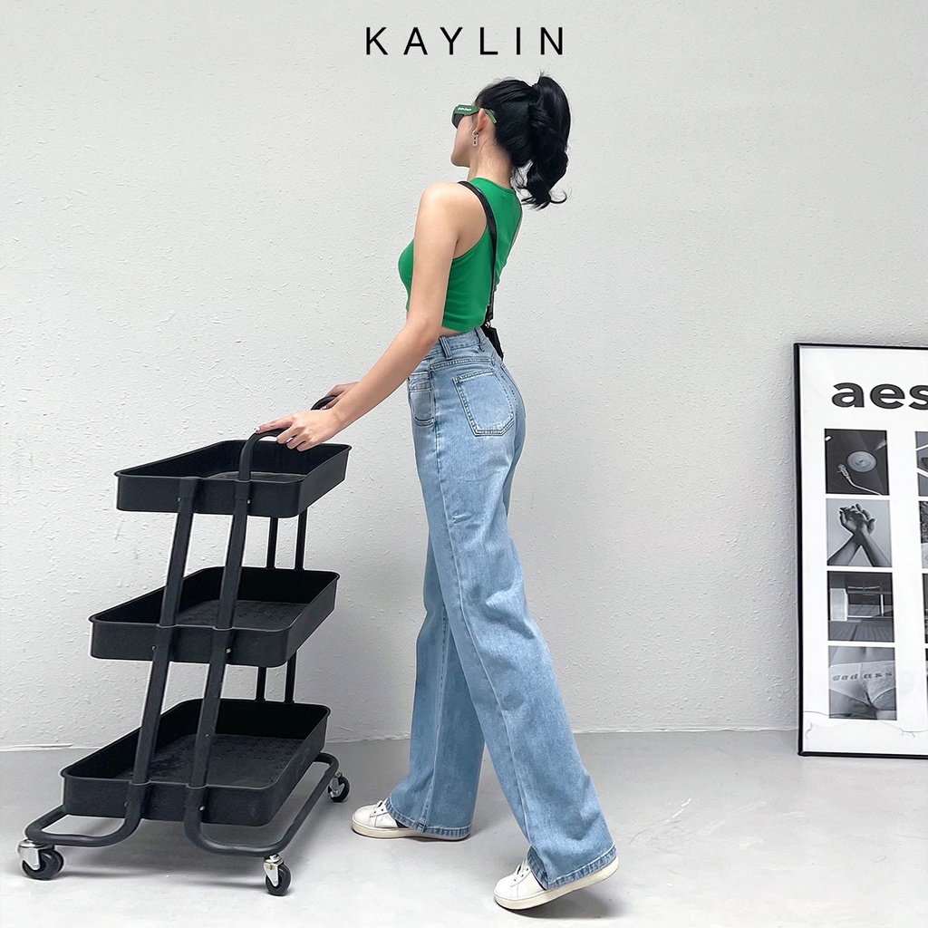 Quần jean nữ ống suông lưng chéo thời trang KAYLIN - N1635