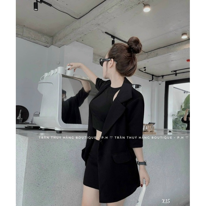 💓 Set đồ nữ 3 món áo croptop chân váy ôm kèm áo vest FREESHIP set bộ dễ thương