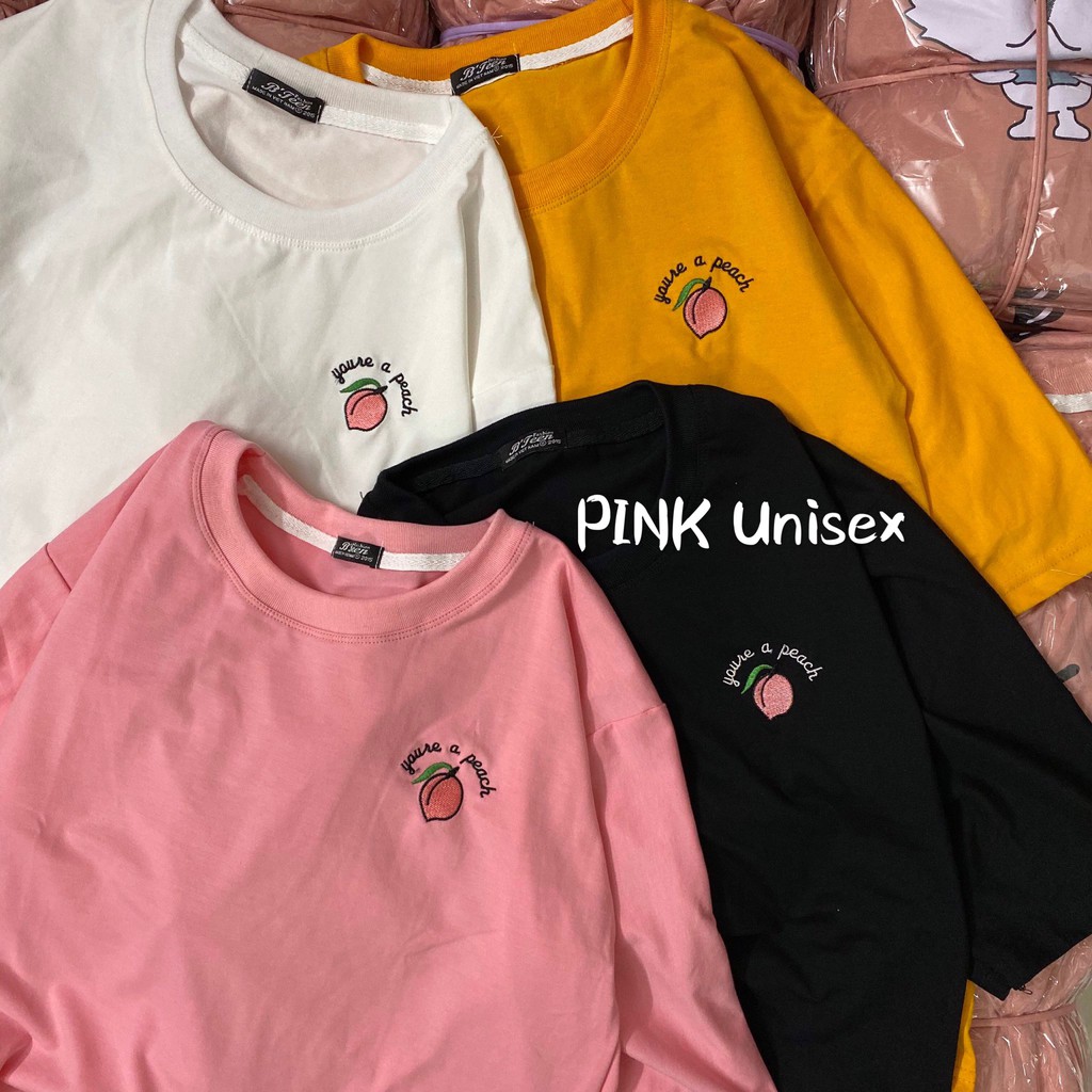 [Mã SKAMA06 giảm 8% tối đa 50K đơn 250K] [ FULL SIZE + HÌNH THẬT ] Áo thun phông tay lỡ form rộng THÊU QUẢ ĐÀO Unisex