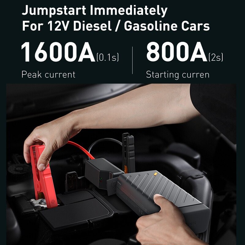 Kích bình ô tô thế hệ mới Baseus Reboost Jump Starter tích hợp bộ chuyển đổi DC to AC 120V/50Hz