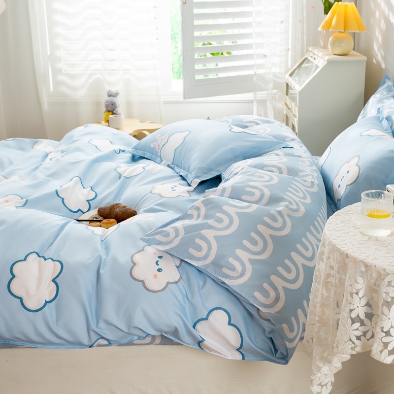 Bộ chăn ga gối Cotton poly M2T bedding gồm vỏ chăn mền, drap ga giường và 2 vỏ gối nằm - PL Mây xanh | BigBuy360 - bigbuy360.vn