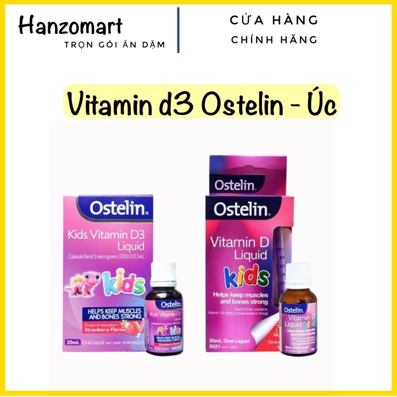 [OSTELIN] Vitamin D3 Ostelin Drop Infant Drops 2.4ml, Kids liquid 20ml,  dạng nhỏ giọt, Úc