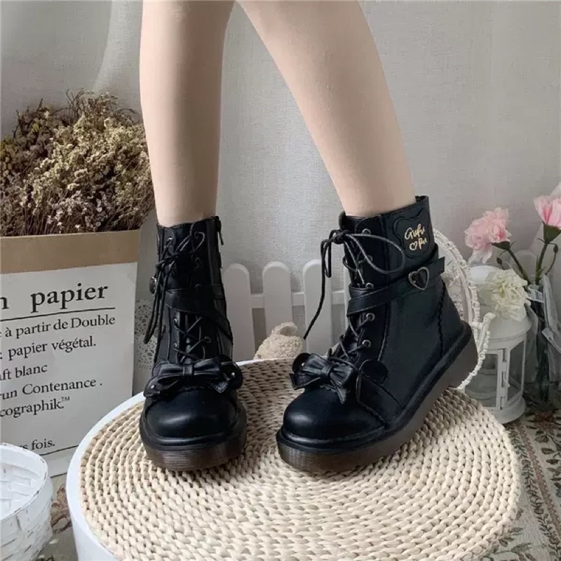 YASAS0020-Bốt Gururu cao cổ đính nơ
