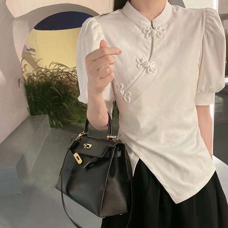 Áo Kiểu Sườn Xám Cách Tân Dáng Ôm Cài Khóa Phong Cách Trung Hoa Cổ Điển Thời Trang Mới Cho Nữ