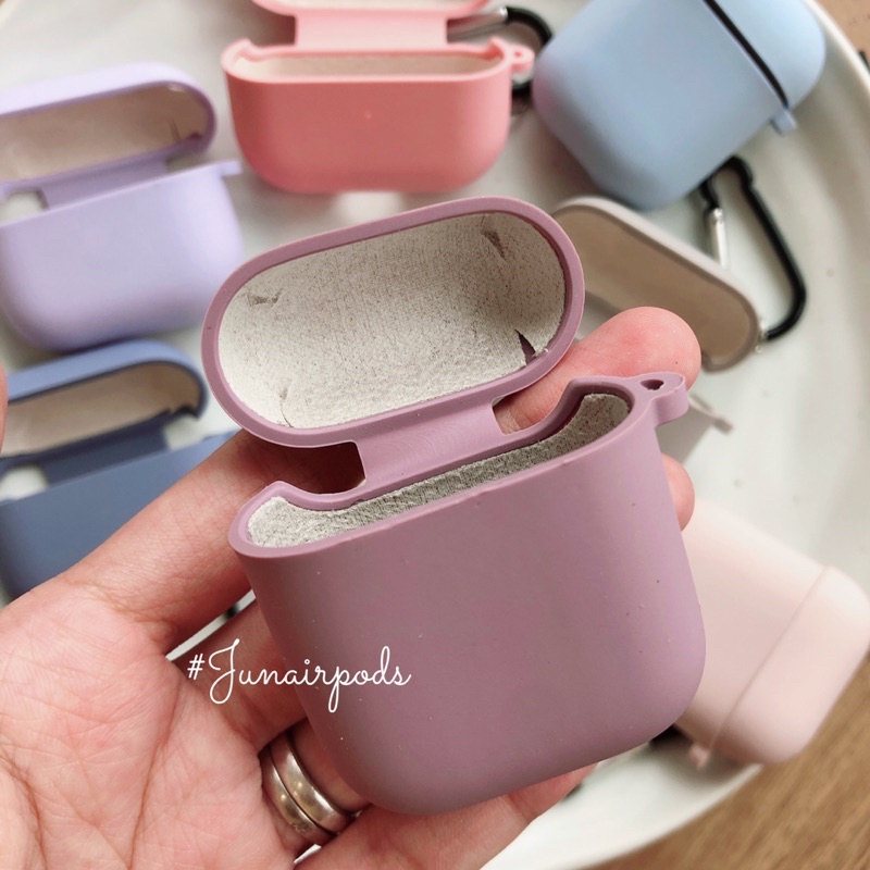 Ốp silicon trơn AIRPODS 1/2/3/PRO bên trong lót nhung