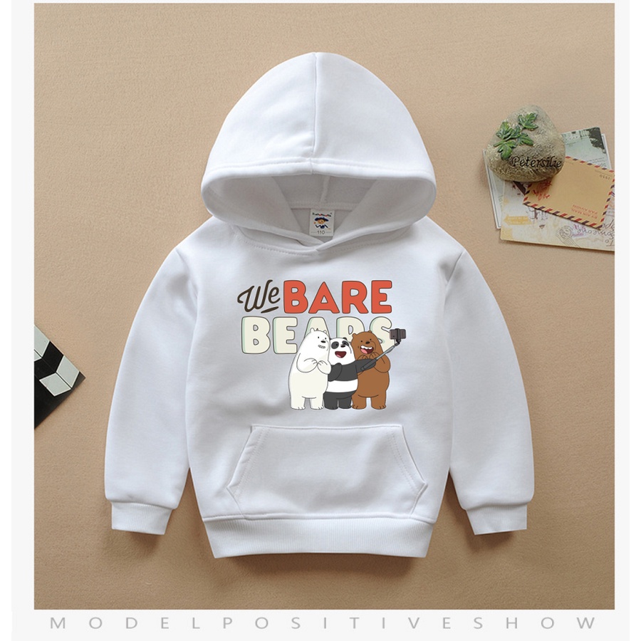 Áo hoodie we bare bears chúng tôi đơn giản là gấu màu trắng cho bé trai bé gái